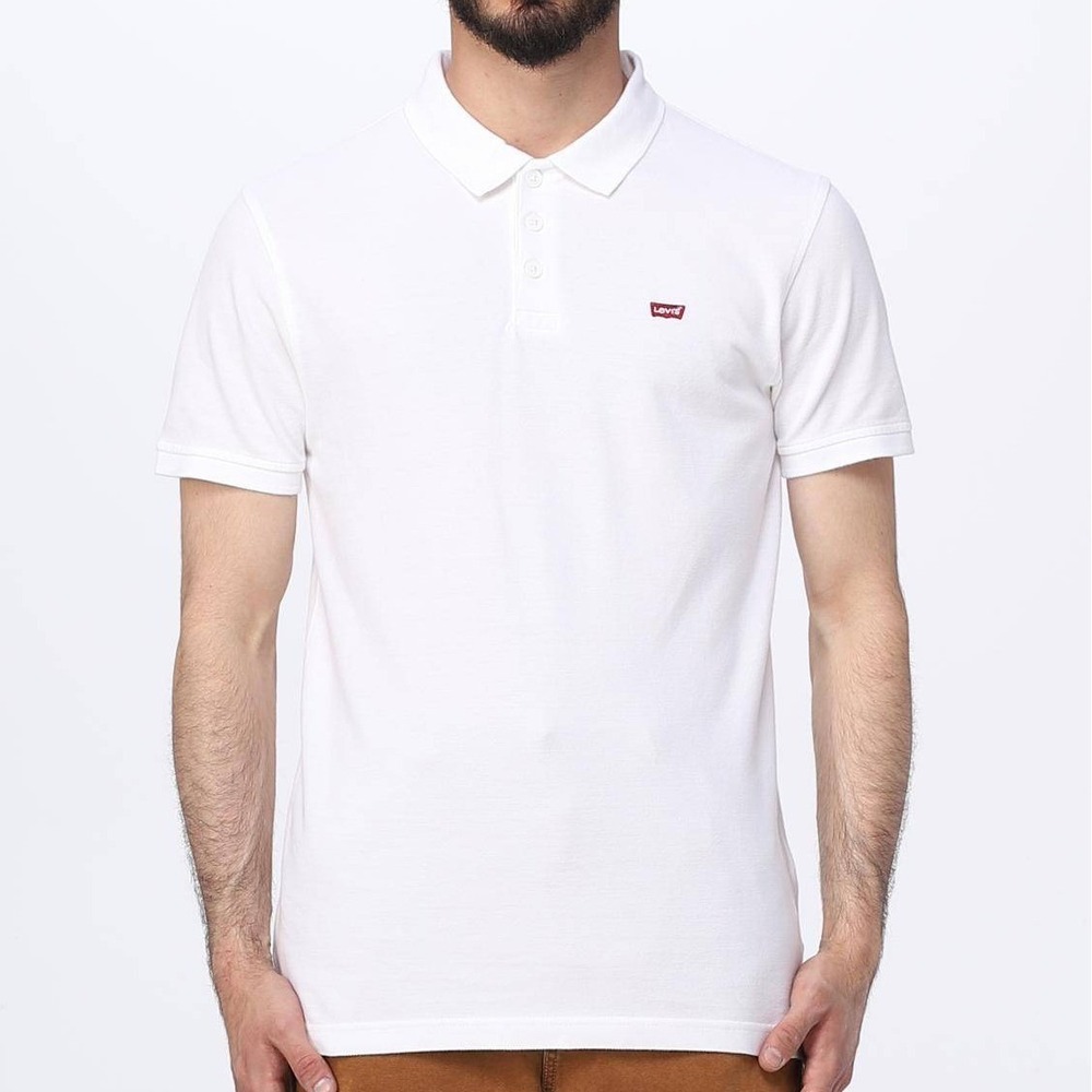 Levis Men's XL Standard Fit Polo Shirt Off White 100% Cotton Short Sleeve